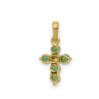 14k Emerald and Diamond Cross Pendant-PM5269-EM-003-YA