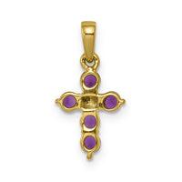 14k .30 Ruby and Diamond Cross Pendant-PM5269-RU-003-YA
