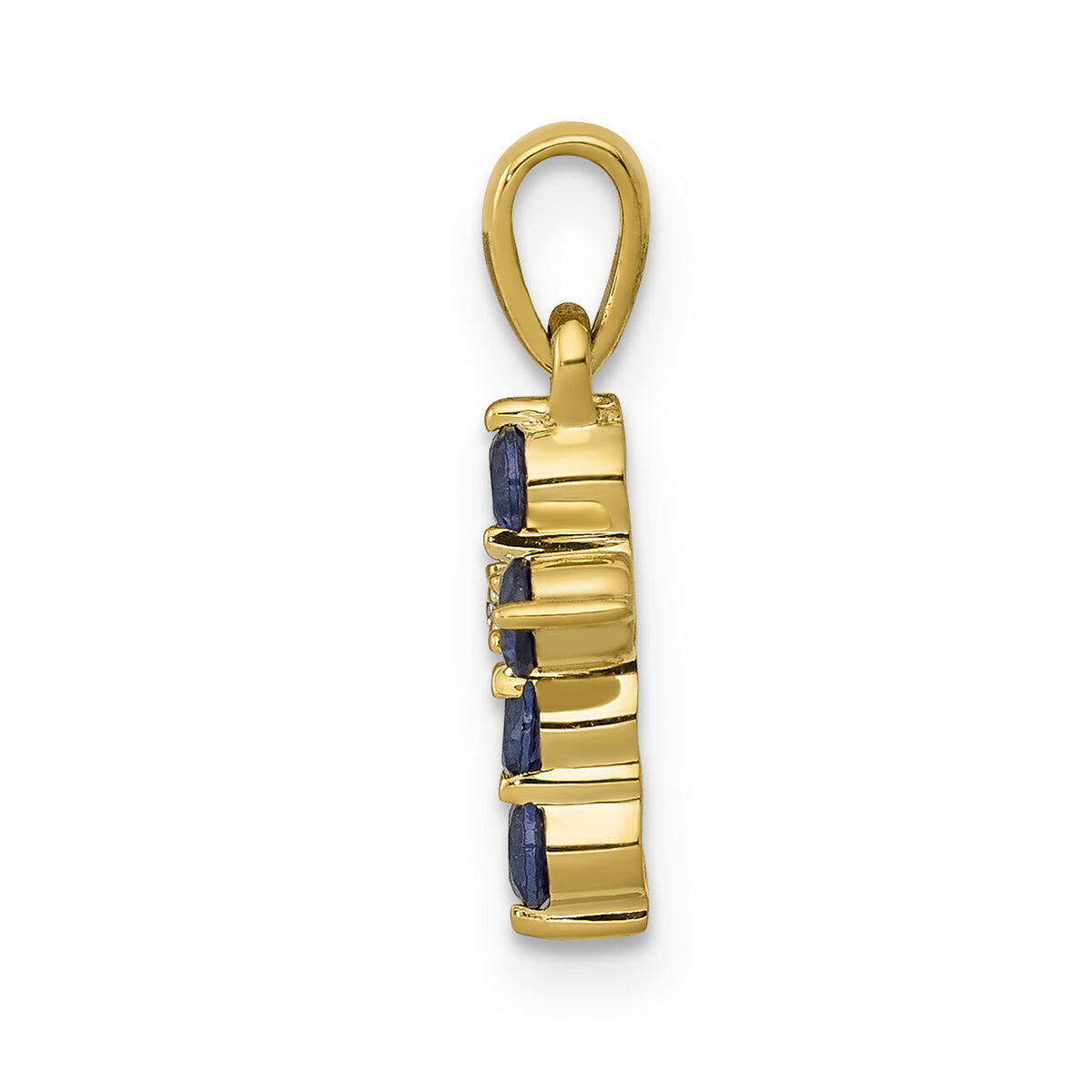14k Sapphire and Diamond Cross Pendant-PM5269-SA-003-YA