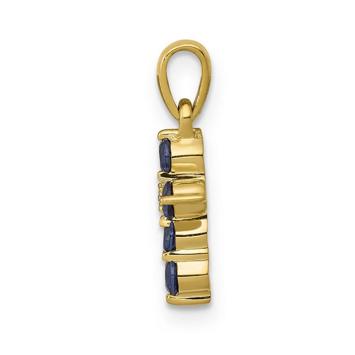 14k Sapphire and Diamond Cross Pendant-PM5269-SA-003-YA