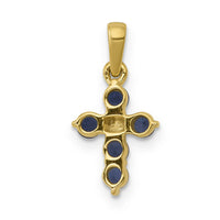 14k Sapphire and Diamond Cross Pendant-PM5269-SA-003-YA