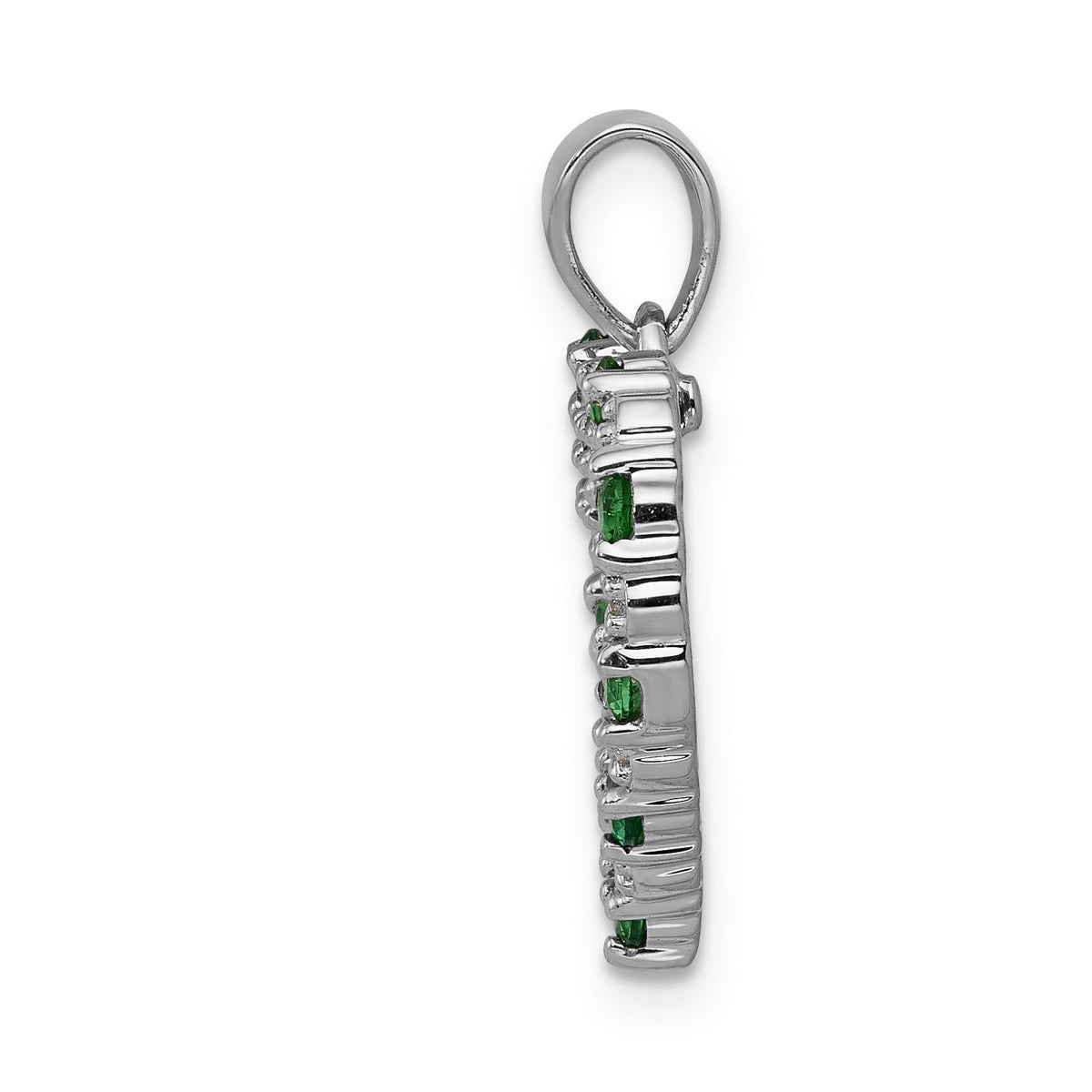 14k White Gold Diamond and Emerald Heart Pendant-PM5270-EM-003-WA