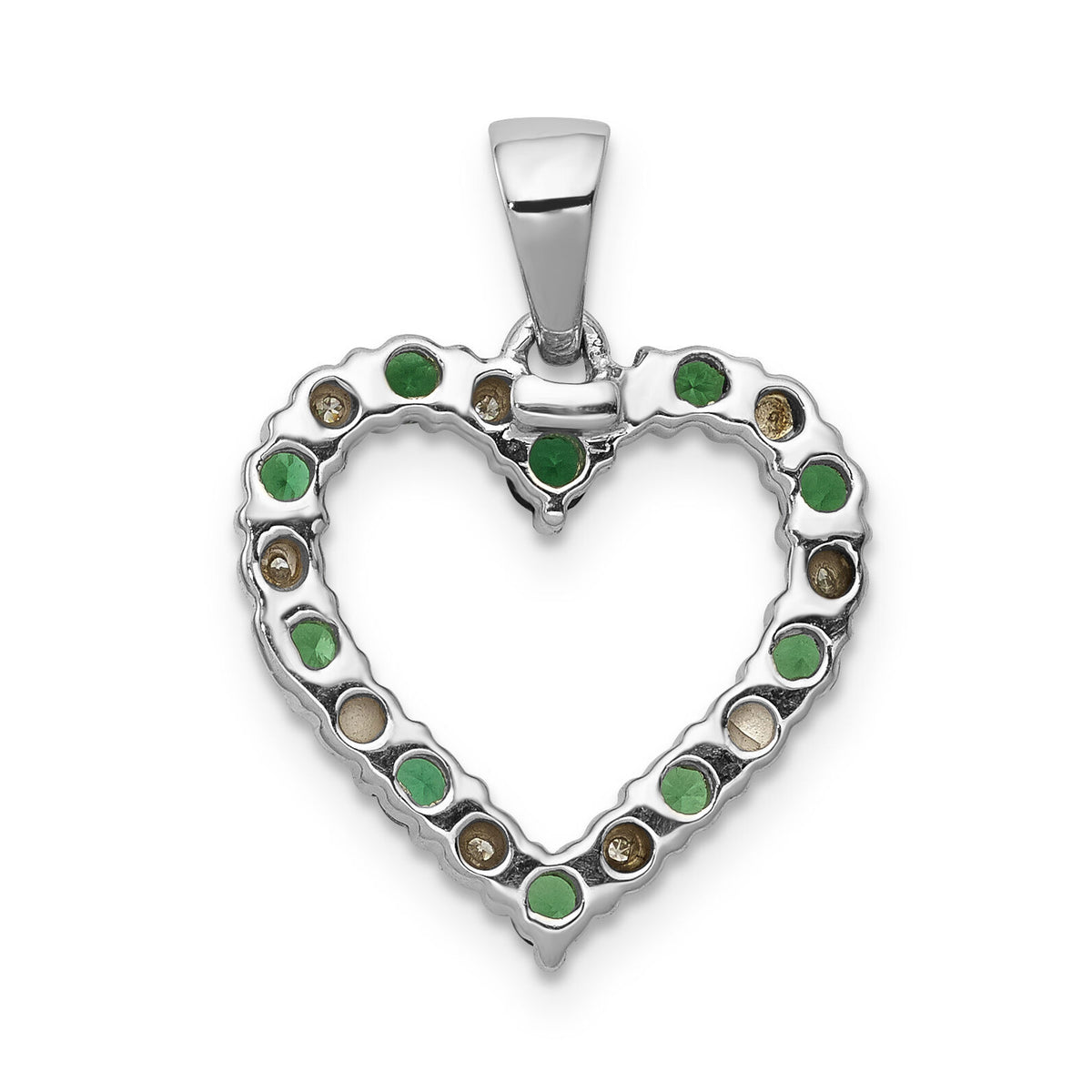 14k White Gold Diamond and Emerald Heart Pendant-PM5270-EM-003-WA