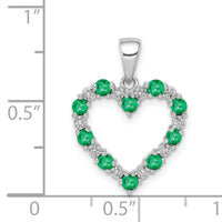 14k White Gold Diamond and Emerald Heart Pendant-PM5270-EM-003-WA