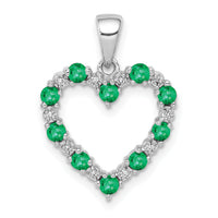 14k White Gold Diamond and Emerald Heart Pendant-PM5270-EM-003-WA