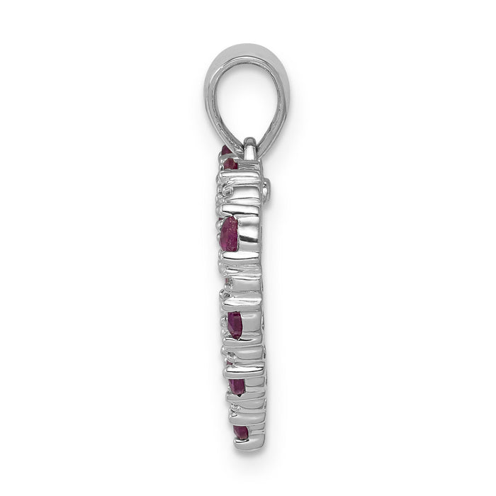 14k White Gold Diamond and .35 Ruby Heart Pendant-PM5270-RU-003-WA