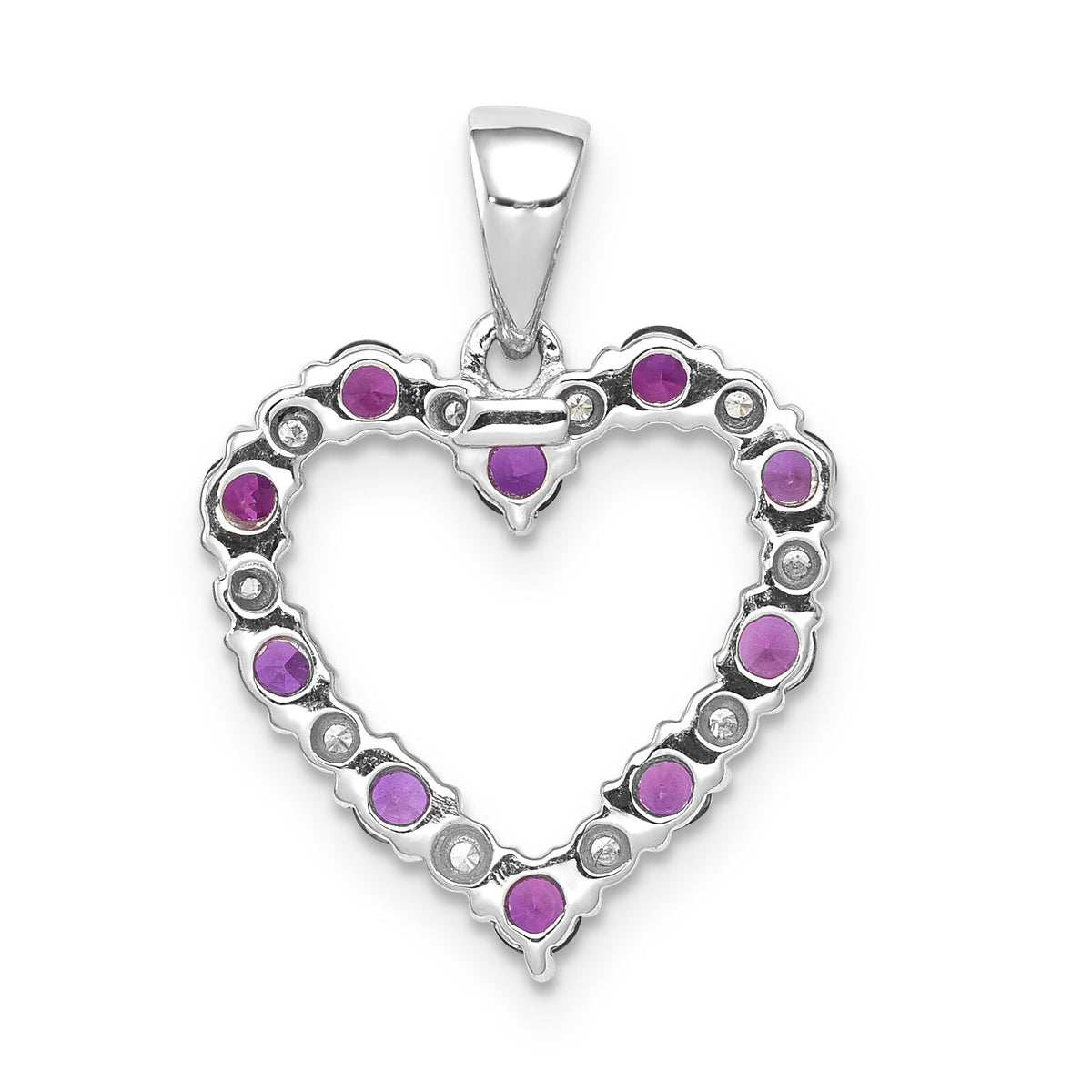 14k White Gold Diamond and .35 Ruby Heart Pendant-PM5270-RU-003-WA