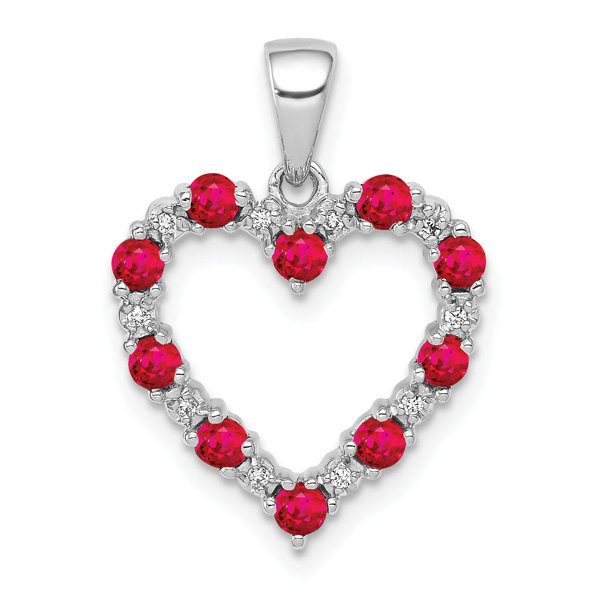 14k White Gold Diamond and .35 Ruby Heart Pendant-PM5270-RU-003-WA