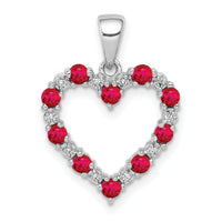 14k White Gold Diamond and .35 Ruby Heart Pendant-PM5270-RU-003-WA