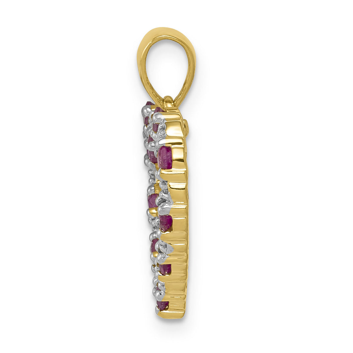14k Diamond and .35 Ruby Heart Pendant-PM5270-RU-003-YA
