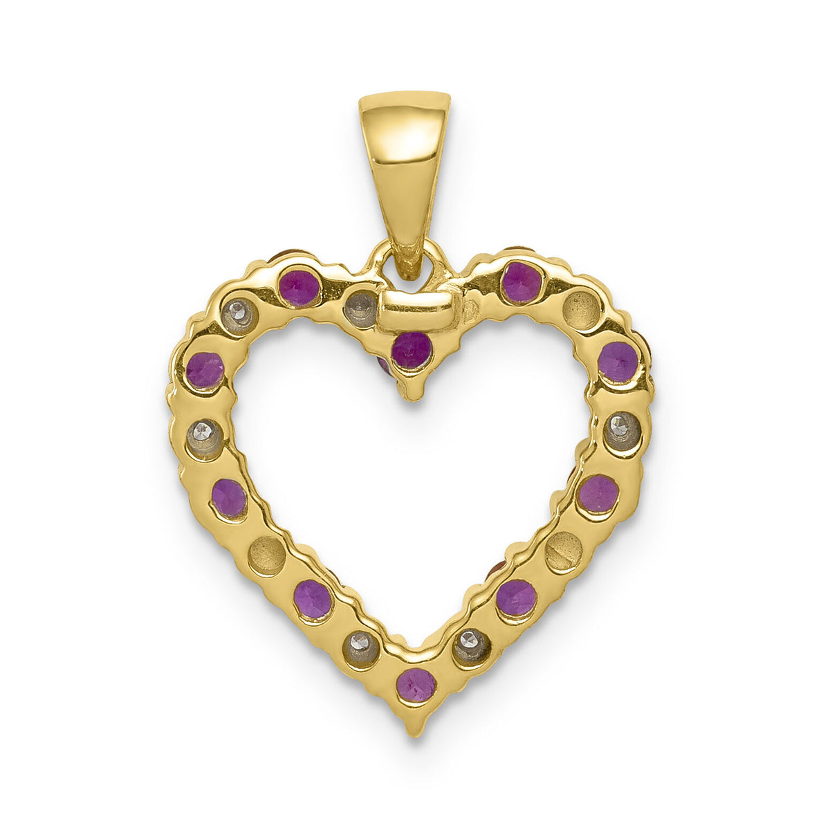 14k Diamond and .35 Ruby Heart Pendant-PM5270-RU-003-YA