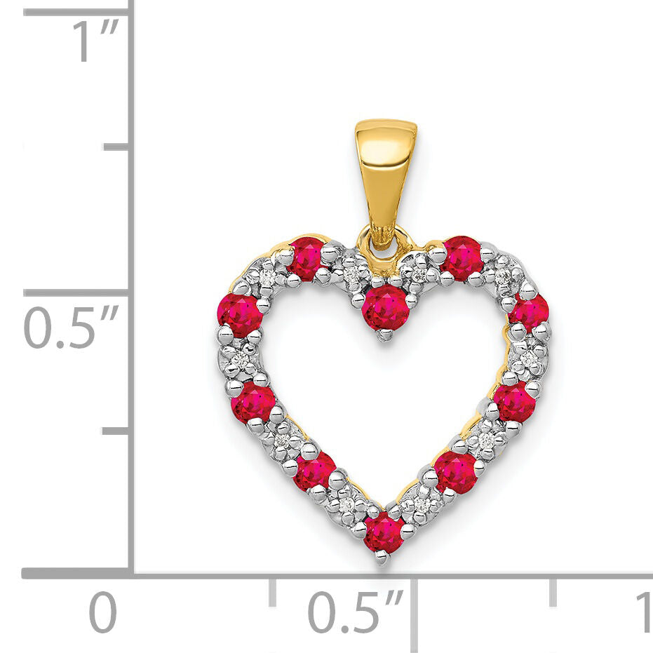 14k Diamond and .35 Ruby Heart Pendant-PM5270-RU-003-YA