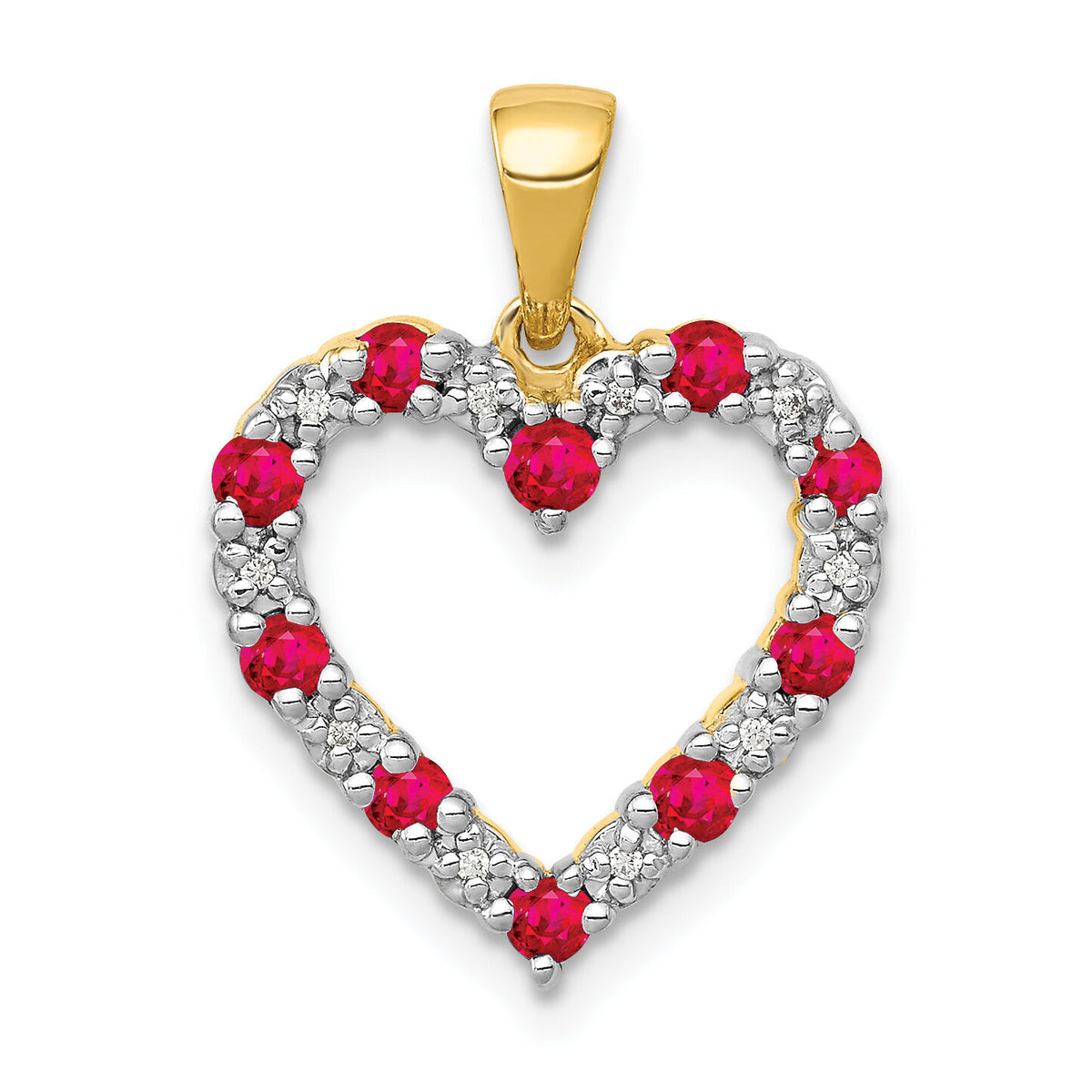 14k Diamond and .35 Ruby Heart Pendant-PM5270-RU-003-YA