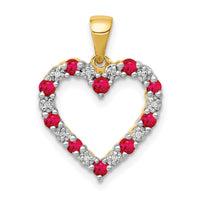 14k Diamond and .35 Ruby Heart Pendant-PM5270-RU-003-YA
