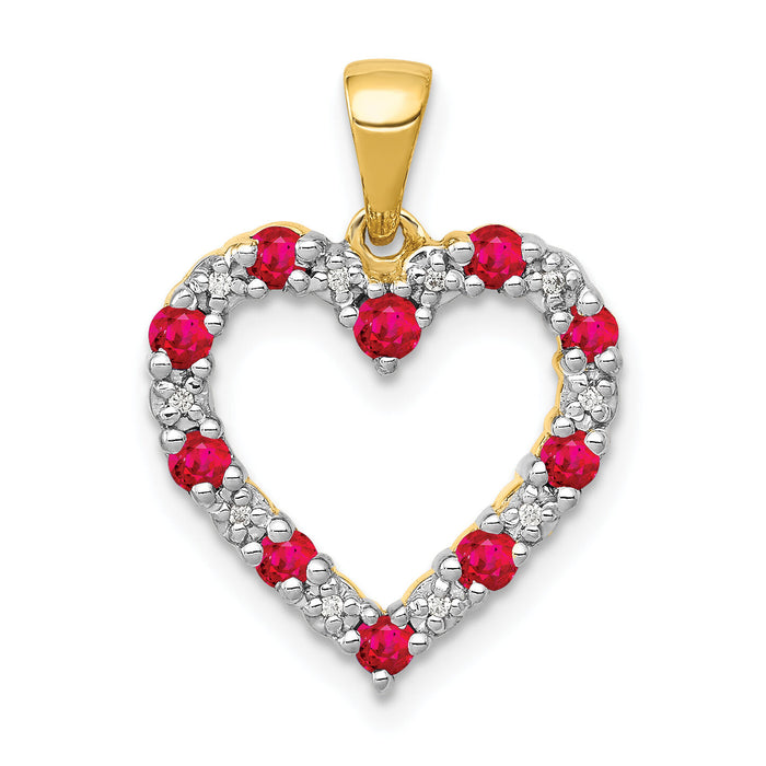 14k Diamond and .35 Ruby Heart Pendant-PM5270-RU-003-YA