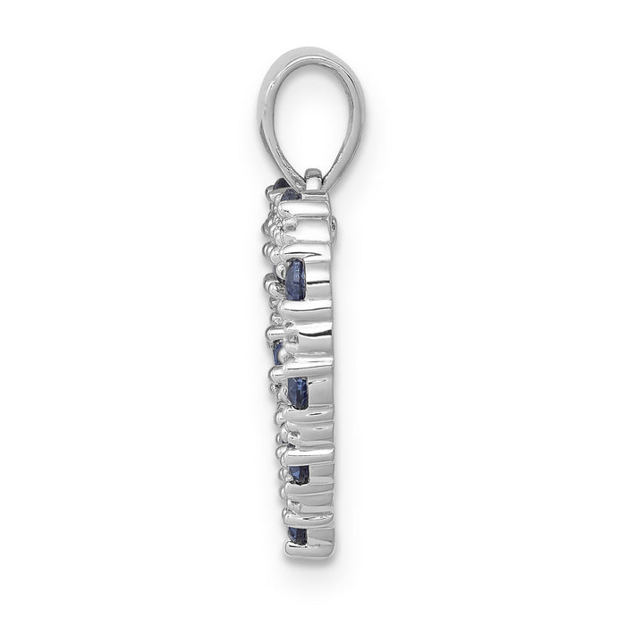 14k White Gold Diamond and Sapphire Heart Pendant-PM5270-SA-003-WA