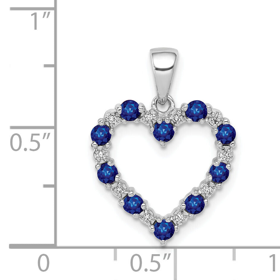 14k White Gold Diamond and Sapphire Heart Pendant-PM5270-SA-003-WA