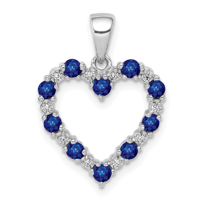 14k White Gold Diamond and Sapphire Heart Pendant-PM5270-SA-003-WA