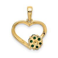 14k Diamond and Emerald Heart and Flower Pendant-PM5271-EM-003-YA