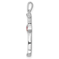 14k White Gold Ruby and Diamond Heart Cross Pendant-PM5272-RU-020-WA