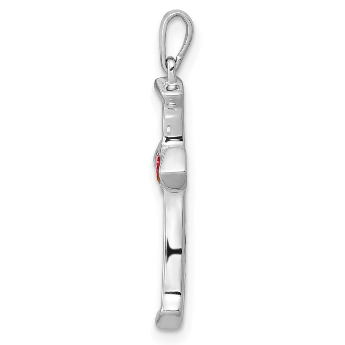 14k White Gold Ruby and Diamond Heart Cross Pendant-PM5272-RU-020-WA