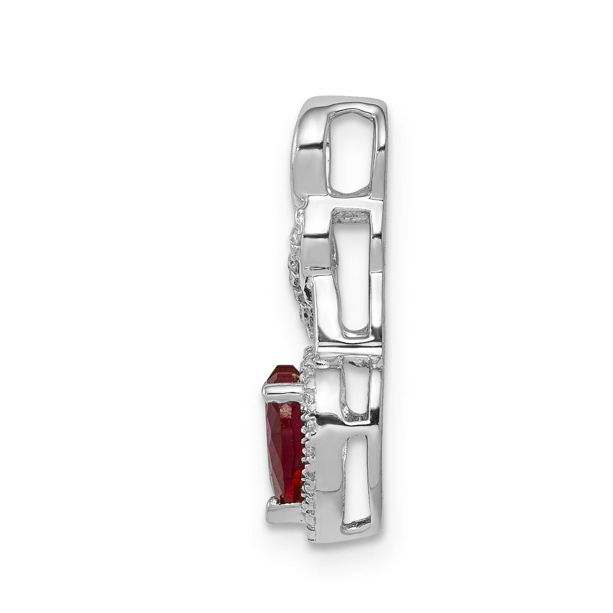 14k White Gold Diamond and Ruby Heart Chain Slide-PM5273-RU-010-WA