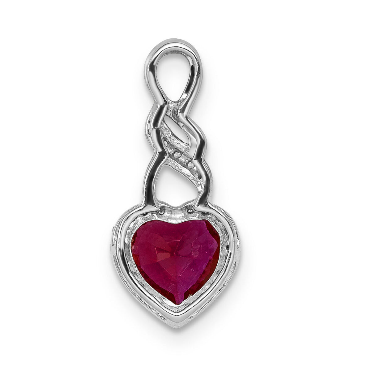 14k White Gold Diamond and Ruby Heart Chain Slide-PM5273-RU-010-WA