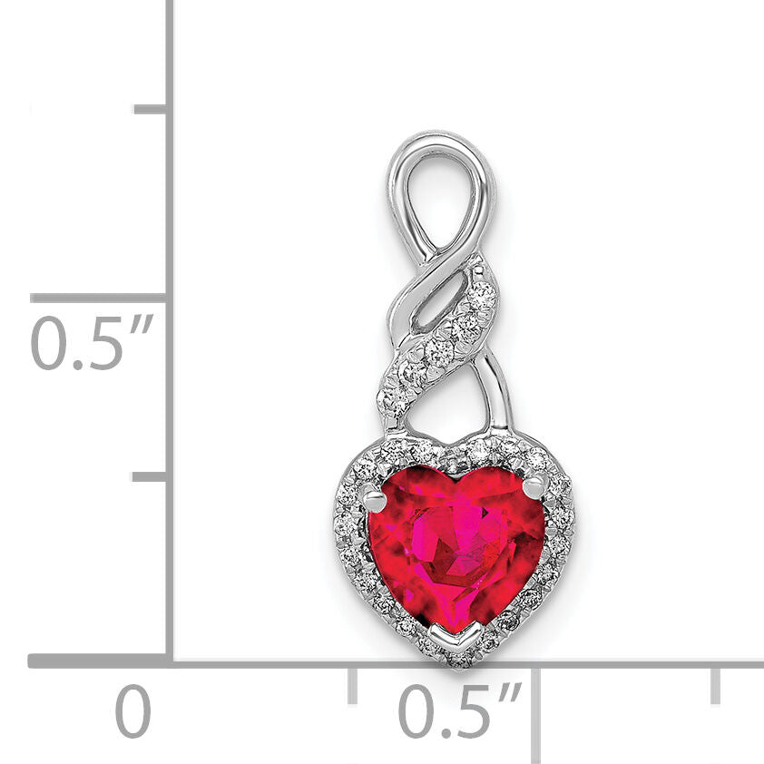 14k White Gold Diamond and Ruby Heart Chain Slide-PM5273-RU-010-WA