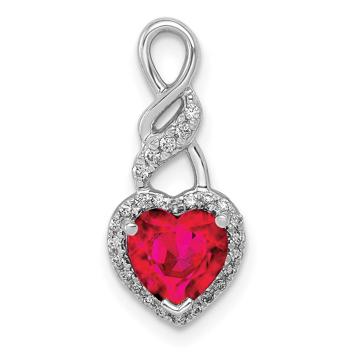 14k White Gold Diamond and Ruby Heart Chain Slide-PM5273-RU-010-WA