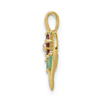 14k Siam Ruby/Emerald/Diamond Flower in Heart Pendant-PM5274-RU-001-YA