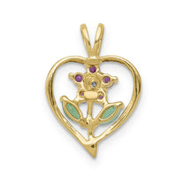 14k Siam Ruby/Emerald/Diamond Flower in Heart Pendant-PM5274-RU-001-YA