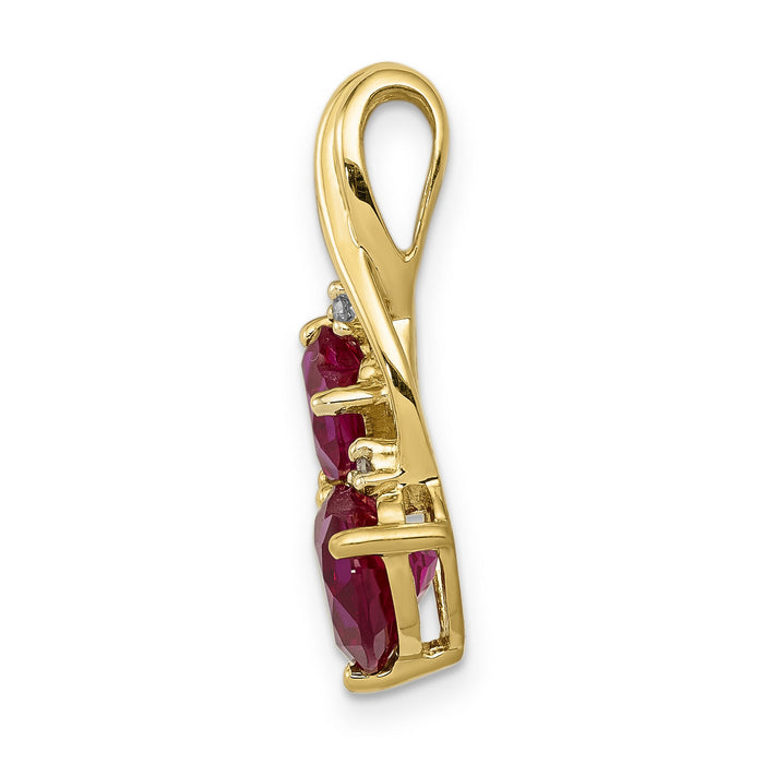 14k Lab Created Ruby and Diamond Double Heart Pendant-PM5276-RU-002-YA