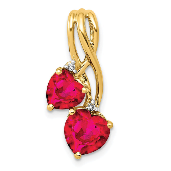 14k Lab Created Ruby and Diamond Double Heart Pendant-PM5276-RU-002-YA