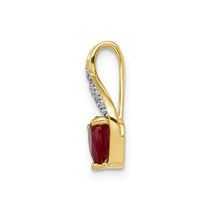 14k Diamond and Created Ruby Polished Heart Pendant-PM5277-RU-001-YA