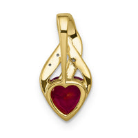 14k Diamond and Created Ruby Polished Heart Pendant-PM5277-RU-001-YA