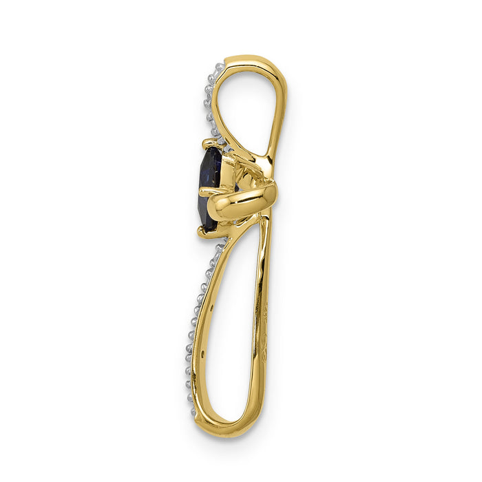 14k w/Rhodium Lab Created Sapphire and Diamond Cross Slide-PM5278-CSA-001-YA