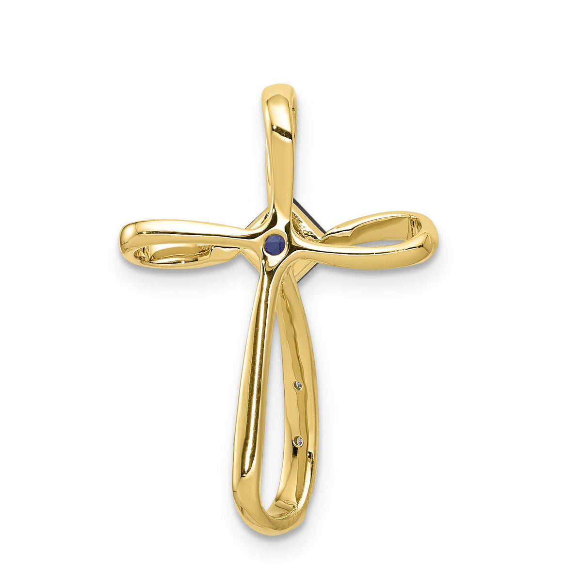 14k w/Rhodium Lab Created Sapphire and Diamond Cross Slide-PM5278-CSA-001-YA