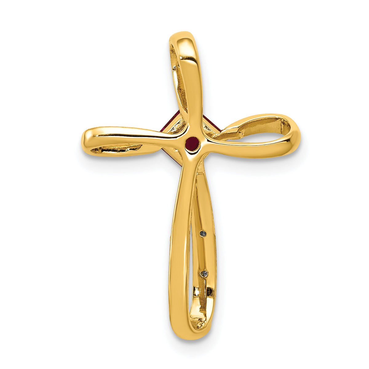 14k and Rhodium Lab Created Ruby and Diamond Cross Slide-PM5278-RU-001-YA