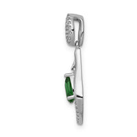 14k White Gold Diamond and Teardrop Emerald Dangle Pendant-PM5281-EM-013-WA