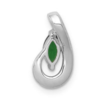 14k White Gold Teardrop Diamond and Emerald Pendant-PM5282-EM-005-WA