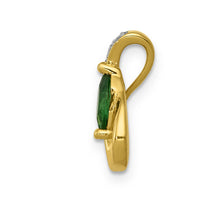 14k Teardrop Diamond and Emerald Pendant-PM5282-EM-005-YA