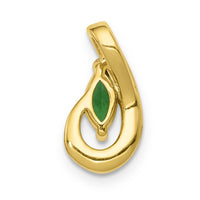 14k Teardrop Diamond and Emerald Pendant-PM5282-EM-005-YA