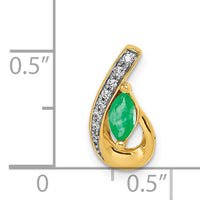 14k Teardrop Diamond and Emerald Pendant-PM5282-EM-005-YA