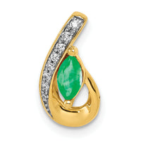 14k Teardrop Diamond and Emerald Pendant-PM5282-EM-005-YA