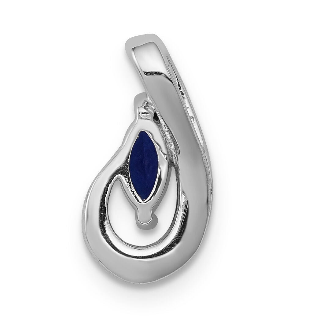 14k White Gold Diamond and .28 Sapphire Teardrop Slide-PM5282-SA-005-WA