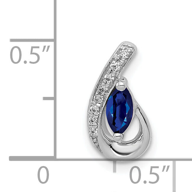 14k White Gold Diamond and .28 Sapphire Teardrop Slide-PM5282-SA-005-WA