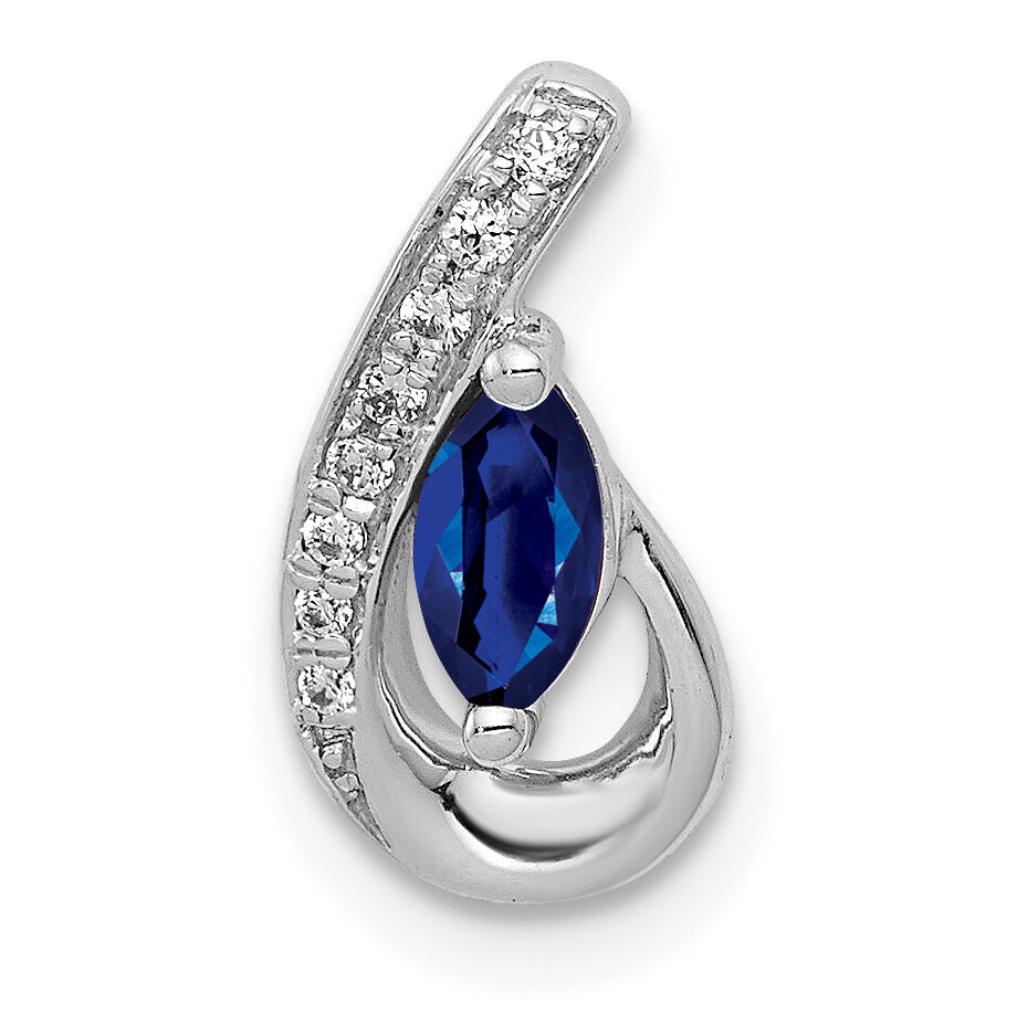 14k White Gold Diamond and .28 Sapphire Teardrop Slide-PM5282-SA-005-WA