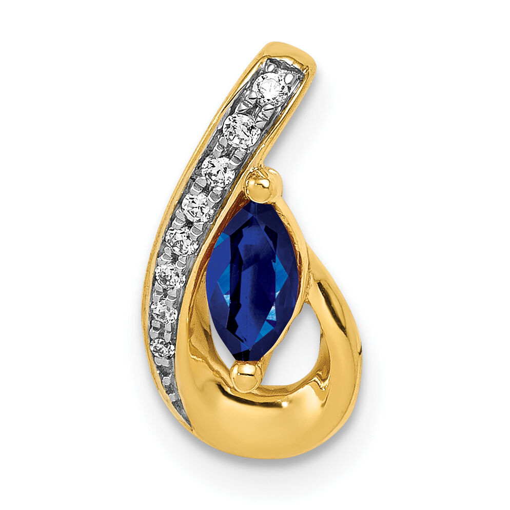 14k Diamond and .28 Sapphire Teardrop Slide-PM5282-SA-005-YA
