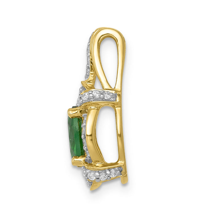 14k Fancy Diamond and Oval Emerald Pendant-PM5284-EM-020-YA