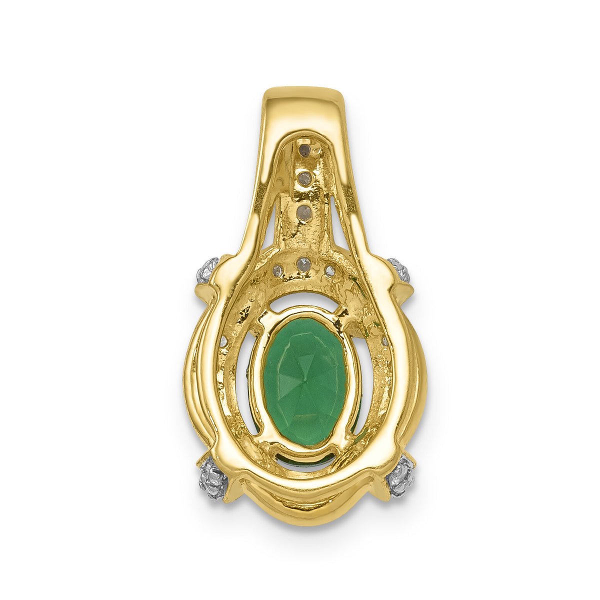 14k Fancy Diamond and Oval Emerald Pendant-PM5284-EM-020-YA